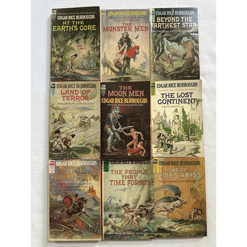 Edgar Rice Burroughs Ace Books Vtg Paperback Lot x 9 (some Frank Frazetta)‎